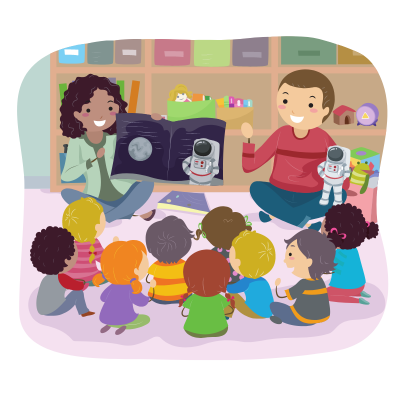 Clip art of library storytime